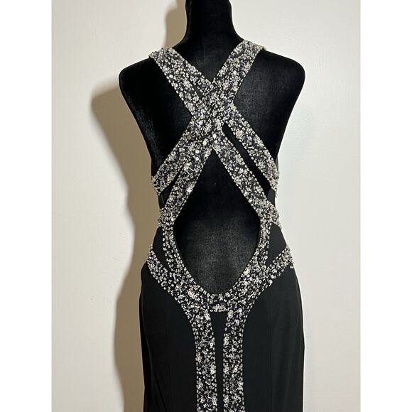 Stunning Rachel Allan Black Beaded Sleeveless Dress Prom Formal 8 MUST SEE!!! - Picture 8 of 12